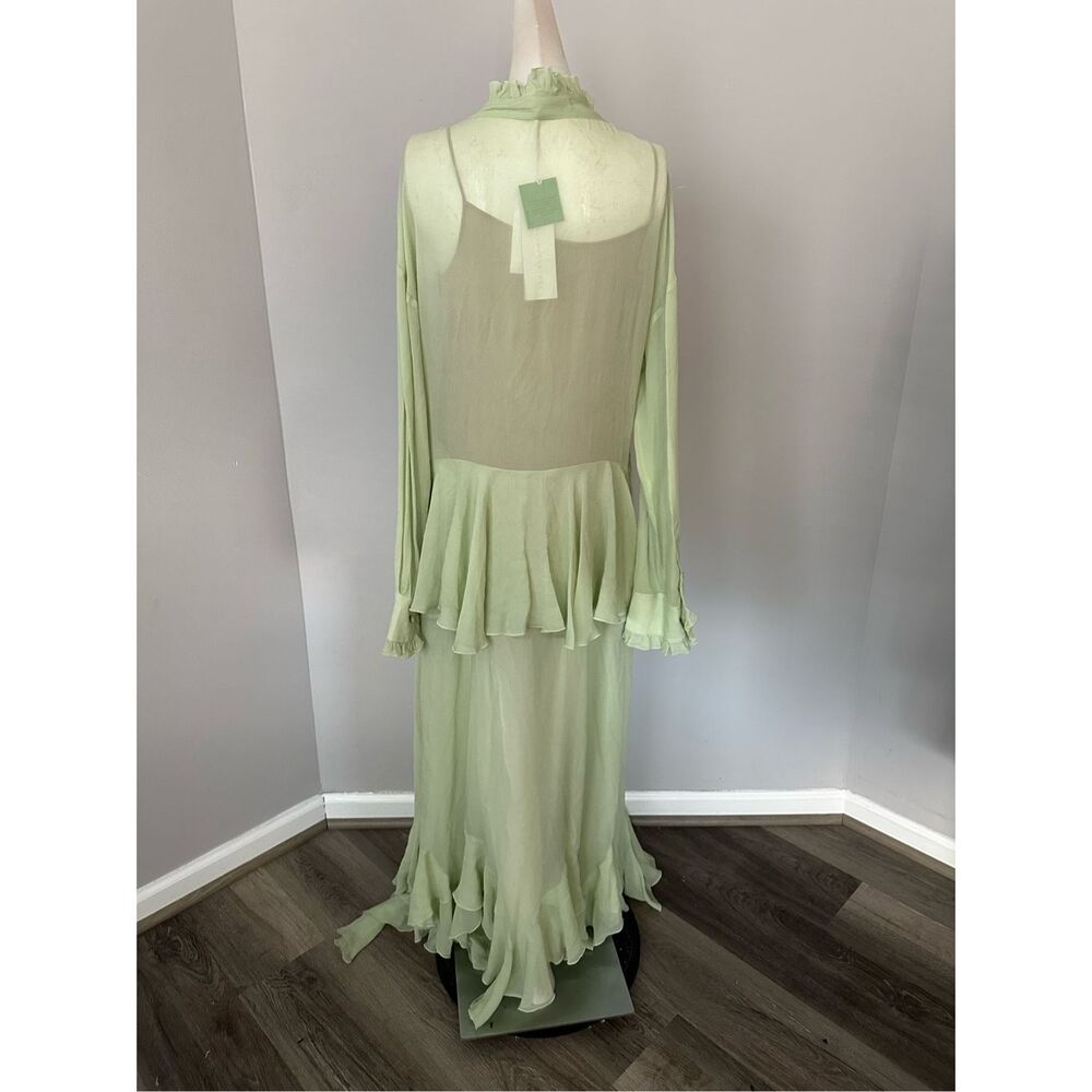 NWT Stella McCartney Tie-neck Ruffled Silk-Crepon Long Sleeve Gown US 2 $3300 - Picture 7 of 10